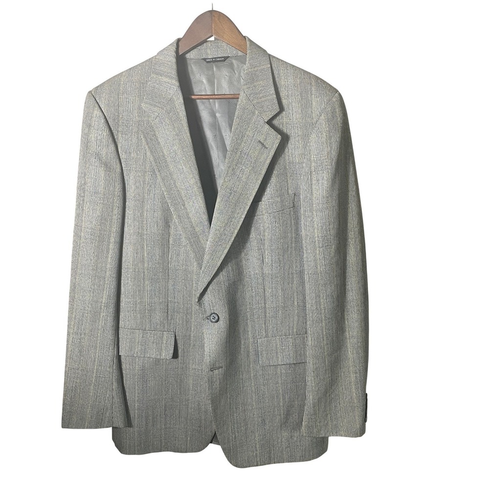 Vintage Aquascutum Mens Heritage Ivy Sport Coat Gray Glen Plaid Wool Canada